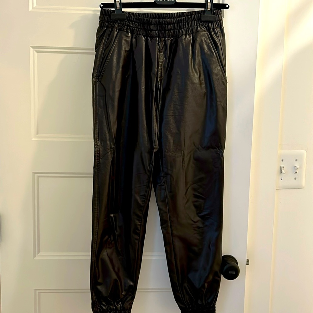 Zara chocolate faux leather jogger size S